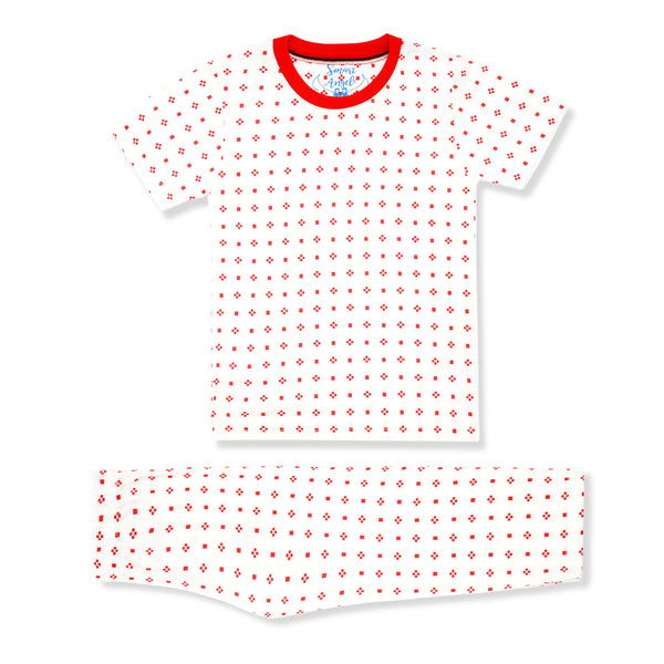 Oolaa Kids Pajama Suit Overall Print White