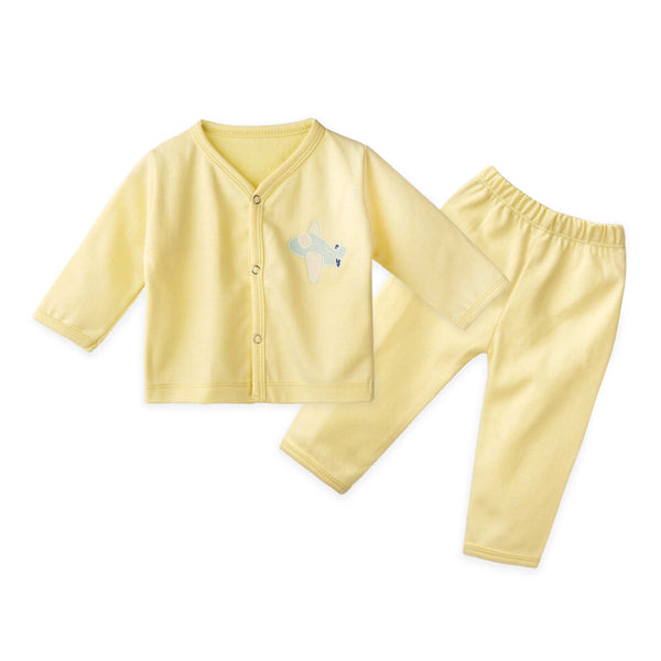 Oolaa Baby Full Sleeve Pajama Suit Set Aeroplan Yellow