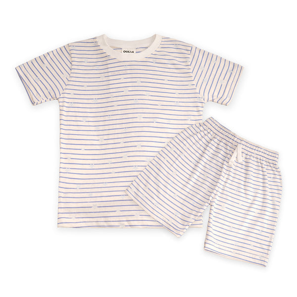 Oolaa Kids Printed Shirt & Short Set Stripes Blue