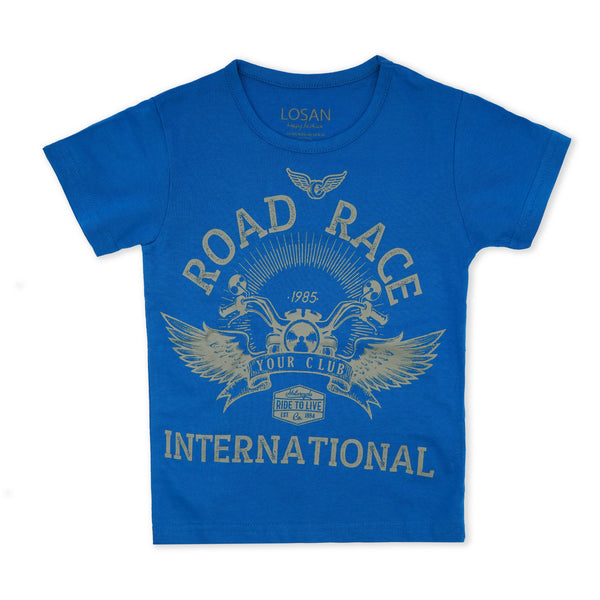 Losan Fashion Boys Round Neck T-Shirt Road Race Blue