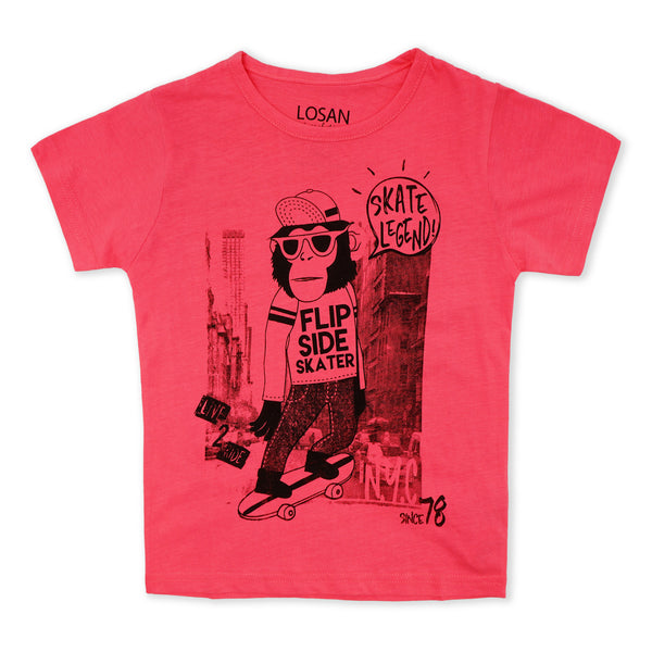 Losan Fashion Boys Round Neck T-Shirt Skate Legend Pink