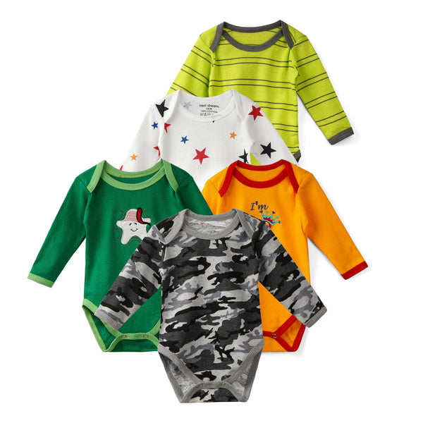 Junior Baby Full Sleeve Bodysuit Pack Of 5 Multicolor