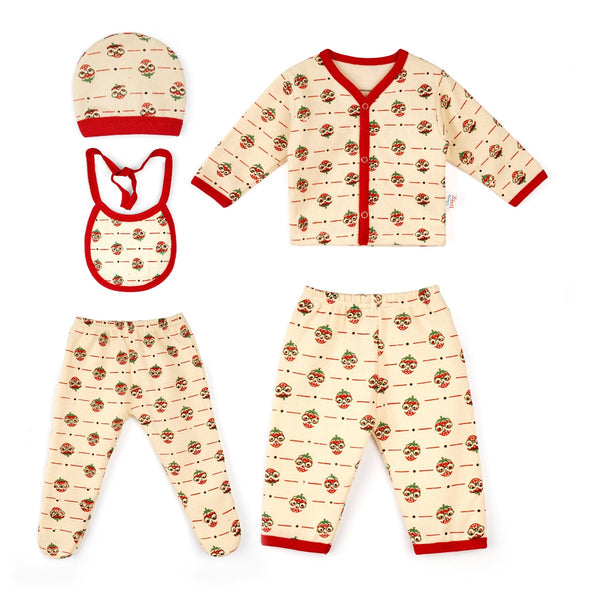 Junior Baby Gift Set Pack Of 5 Strawberry Beige (0-3 Months)