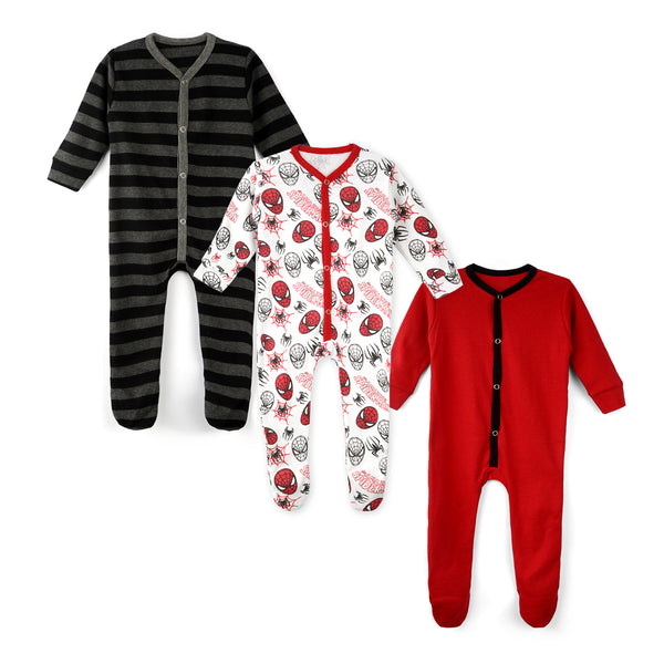 Oolaa Baby Sleepsuit Red & Spider Man Pack Of 3