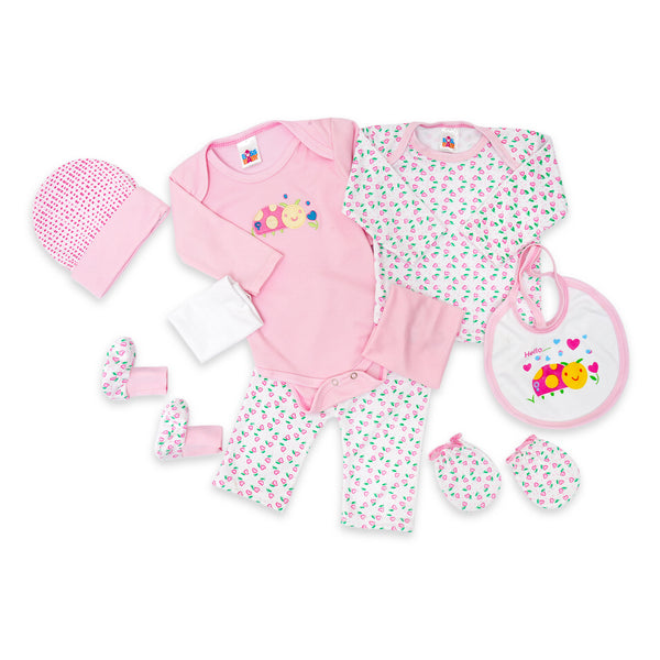 Little One Baby 9 Pcs Gift Set Bee Pink