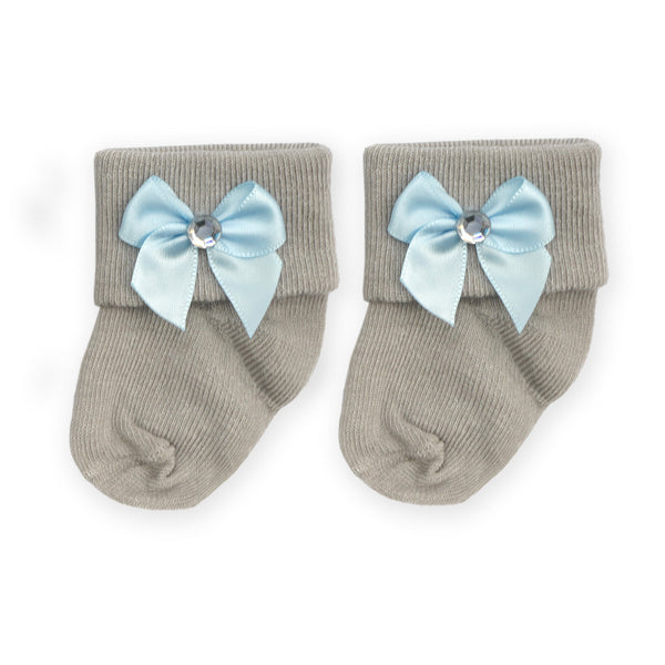 Little Star Baby Socks Bow Grey