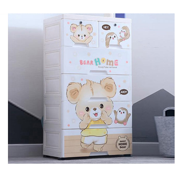 Junior 6 Drawers Wardrobe Bear Home White