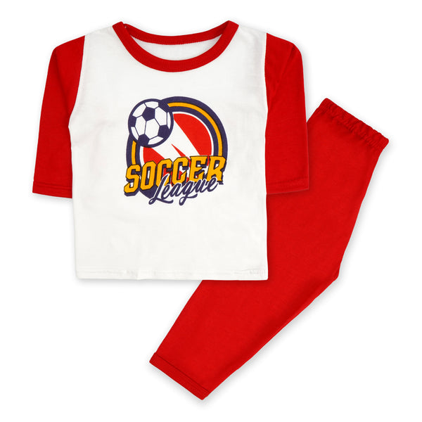 Baby Shirt & Trouser Set Soccer Red & White - Sunshine