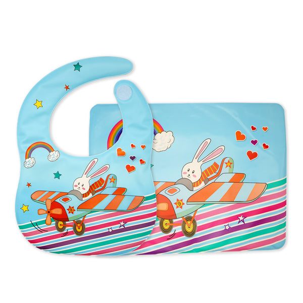 Baby Bib & Changing Sheet Set Rainbow Blue - Sunshine