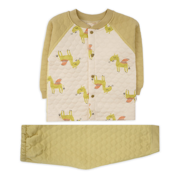 Little Sparks Baby Fleece Shirt & Trouser Set Horse Green
