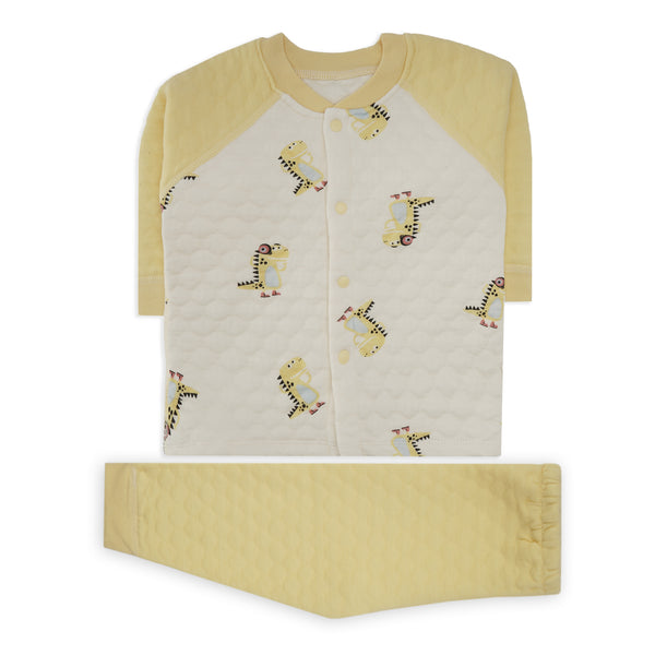 Little Sparks Baby Fleece Shirt & Trouser Set Dino Yellow