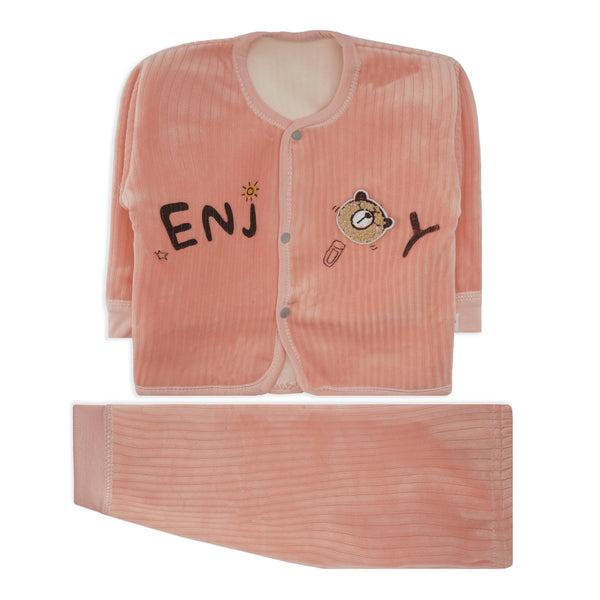 Little Sparks Baby Fleece Shirt & Trouser Set Bear Dark Pink