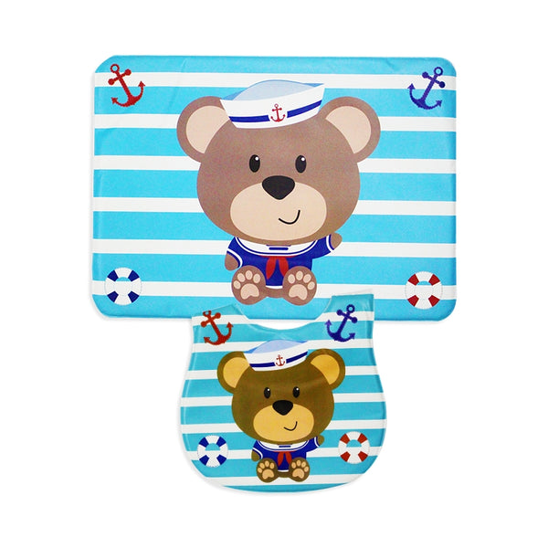 Baby Bib & Changing Sheet Set Bear Blue - Sunshine