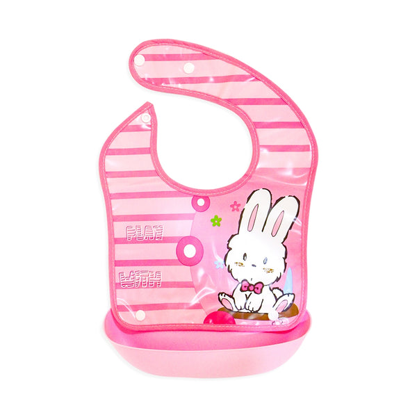 Waterproof Bib With Detachable Rabbit Pink - Sunshine