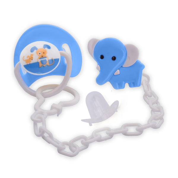 Baby Pacifier With Holder Elephant Blue - Sunshine