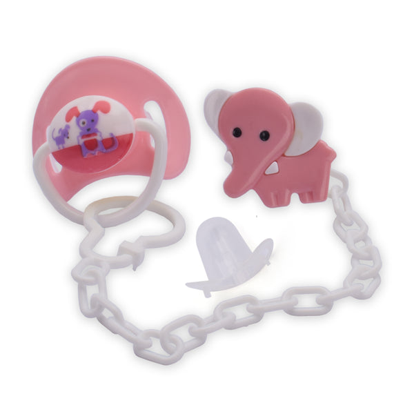 Baby Pacifier With Holder Elephant Pink - Sunshine