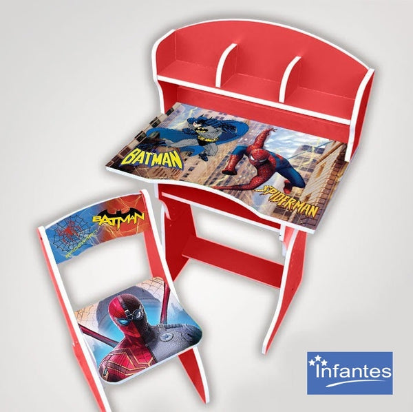 Infates Table And Chair Set Batman & Spiderman Red