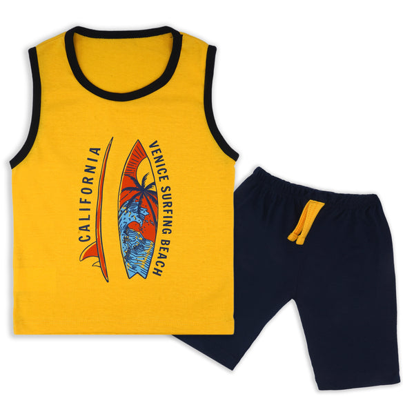 Oolaa Kids Sandos With Shorts Surfing Yellow