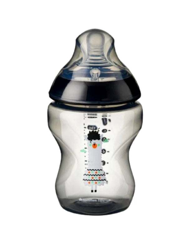 Tommee Tippee 0m+ Slow Flow Decorated Feeding Bottle 260ml (Black)